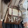 Retro Contrasting Color Commuter Tote Bag Women's Autumn New High-value Casual and Fashionable Shoulder Backpack