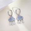 Fashion Light Luxury Small Fresh Blue Crystal Cloud Ear Buckle Women's Earrings Temperament Water Drop Fringed Versatile Earrings