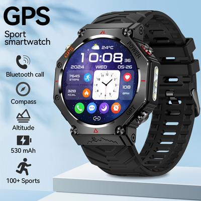 New Ai ChatGPT GPS Smart Watch Men 530mAh Bluetooth Call IP68 Waterproof Outdoor LED Flashlight Compass Sport Smartwatch 2025