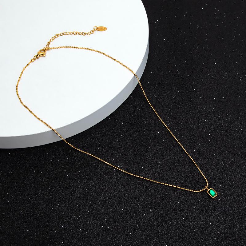 Green Cubic Zirconia Stone Necklace Pendant for Women, Dainty Charm Stone Pendant for Her Gift
