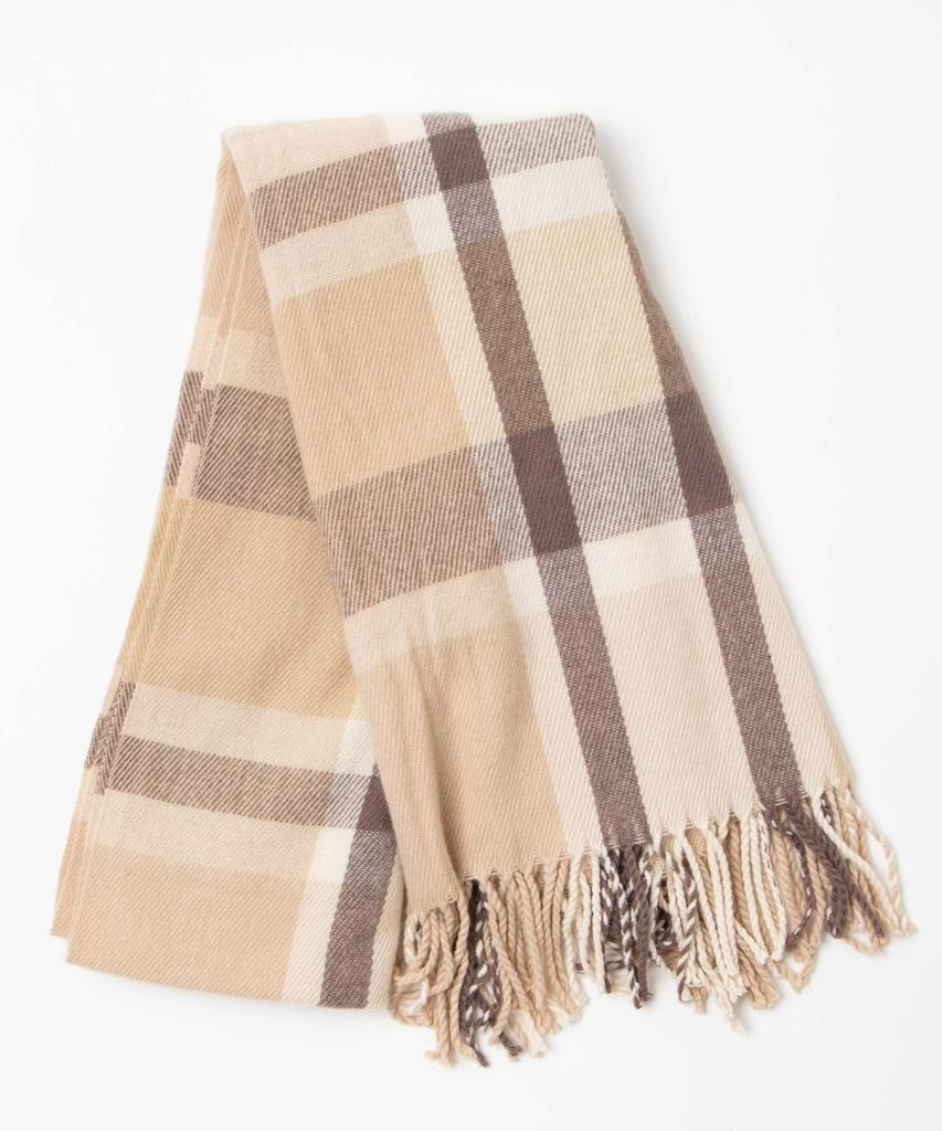 WEGO Unisex Large Checked Solid Perfect for Junior High and Perfect Gift for and and Size F Beige Scarf/Stole, Color, School, High, School, Adults,