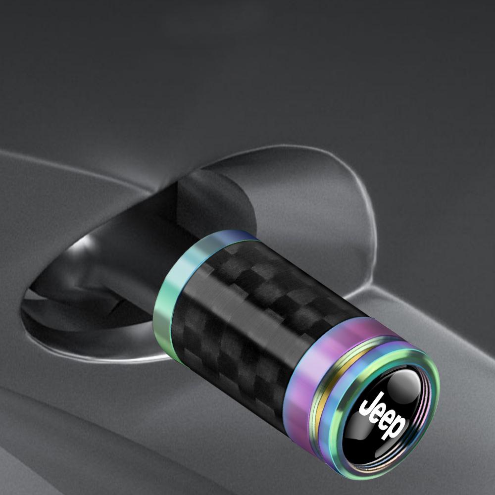 Cup Holders 4Pcs Metal Car Tire Valve Caps Tyre Wheel Stem Air Valve Cover For Jeep Renegade Compass Wrangler Patriot Grand Cher