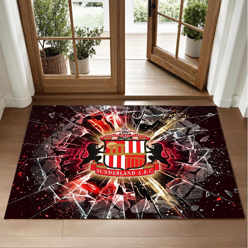 Sunderland Football Design Crystal Velvet Rug Soft Decorative Mat for Bedroom Entrance