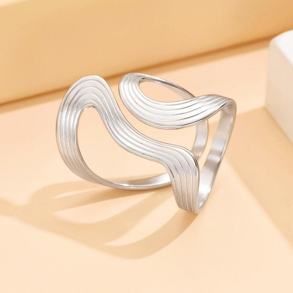 Geometric INS Style Exaggerated Irregular Open Stainless Steel Titanium Ring