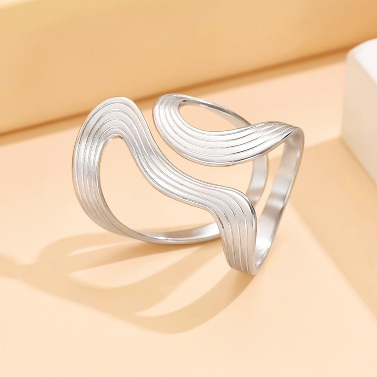 Bold Geometric Stainless Steel & Twisted Gold Ring - No Fade Jewelry