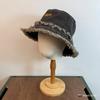 Japanese Retro Raw Edge Washed Denim Bucket Hat Spring And Summer Outdoor Travel Sun Protection Large Brim Foldable Sun Cap