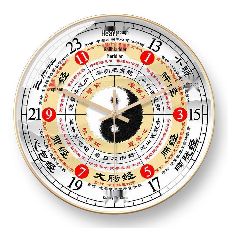 TCM Health Wall Clock with Auto Time Correction & Earthly Branches
