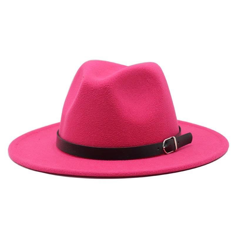 Women's Retro Panama Jazz Fedora with Leather Buckle for Autumn and Winter