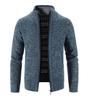 2024 Men's Autumn/Winter Stand-Up Collar Fleece-Lined Cardigan Sweater