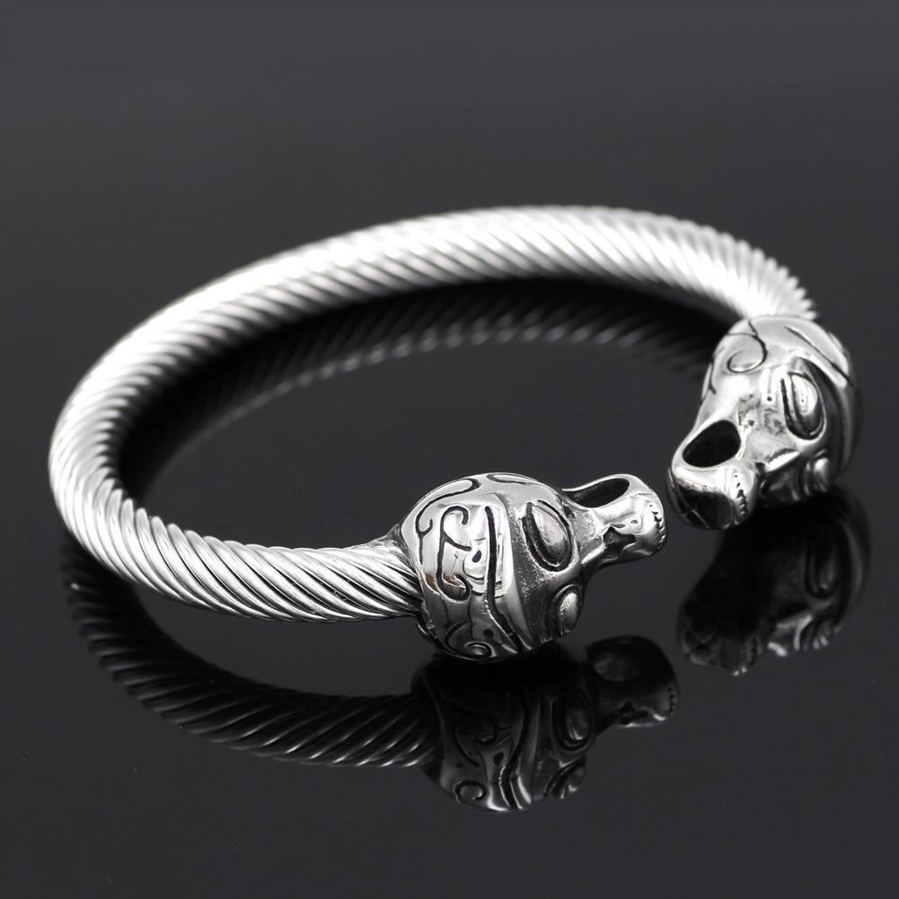 European Adjustable Stainless Steel Viking Retro Titanium Bracelet Wristband