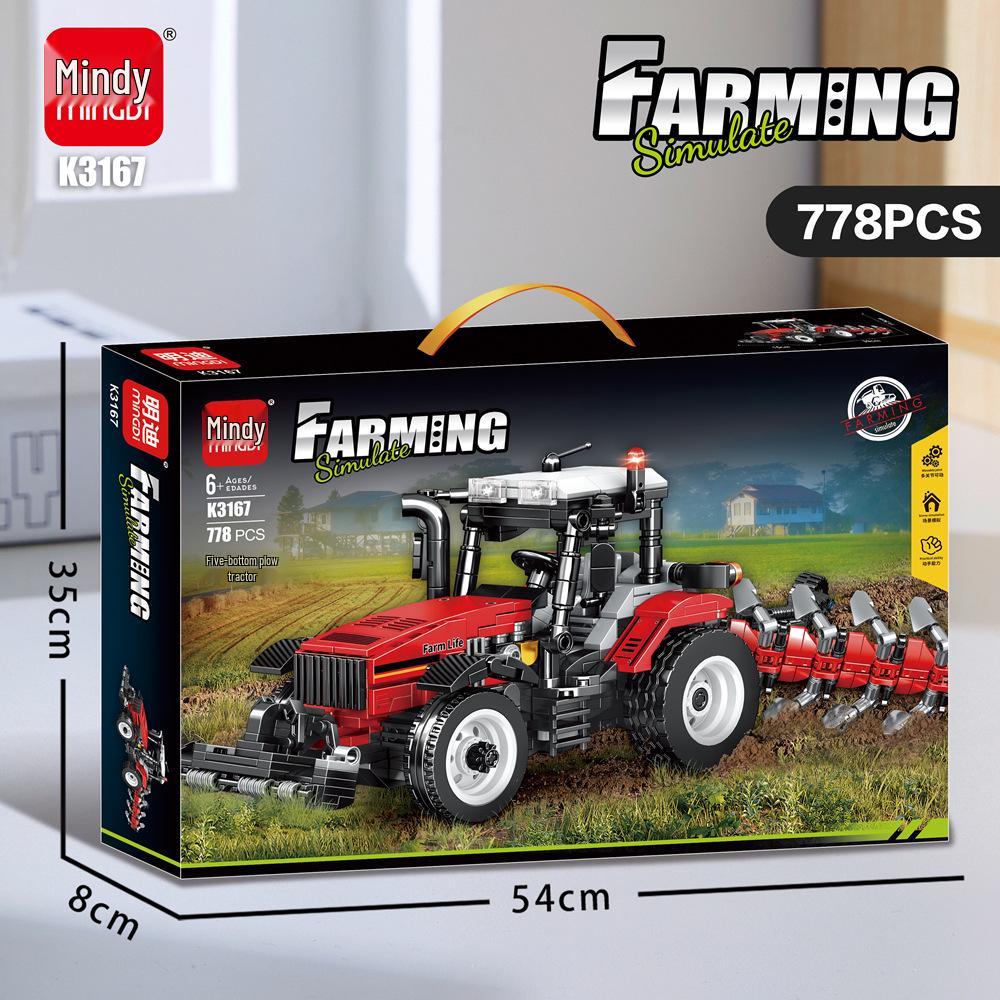 Mindi Grass Harvester for LEGO-Compatible Farmer Tractor Toy