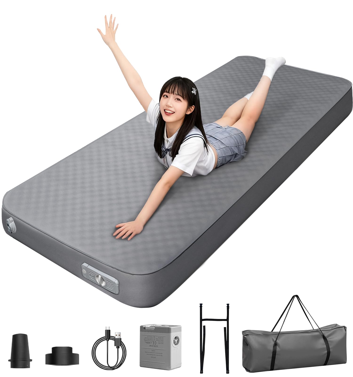 

Автоматический надувной матрас с электрическим насосом, очень высокий 75 см, 40 секунд, катастрофический кемпинг, воздух, цвет сакуры, сумка для хранения в машине, легкий в использовании, легкий в хранении