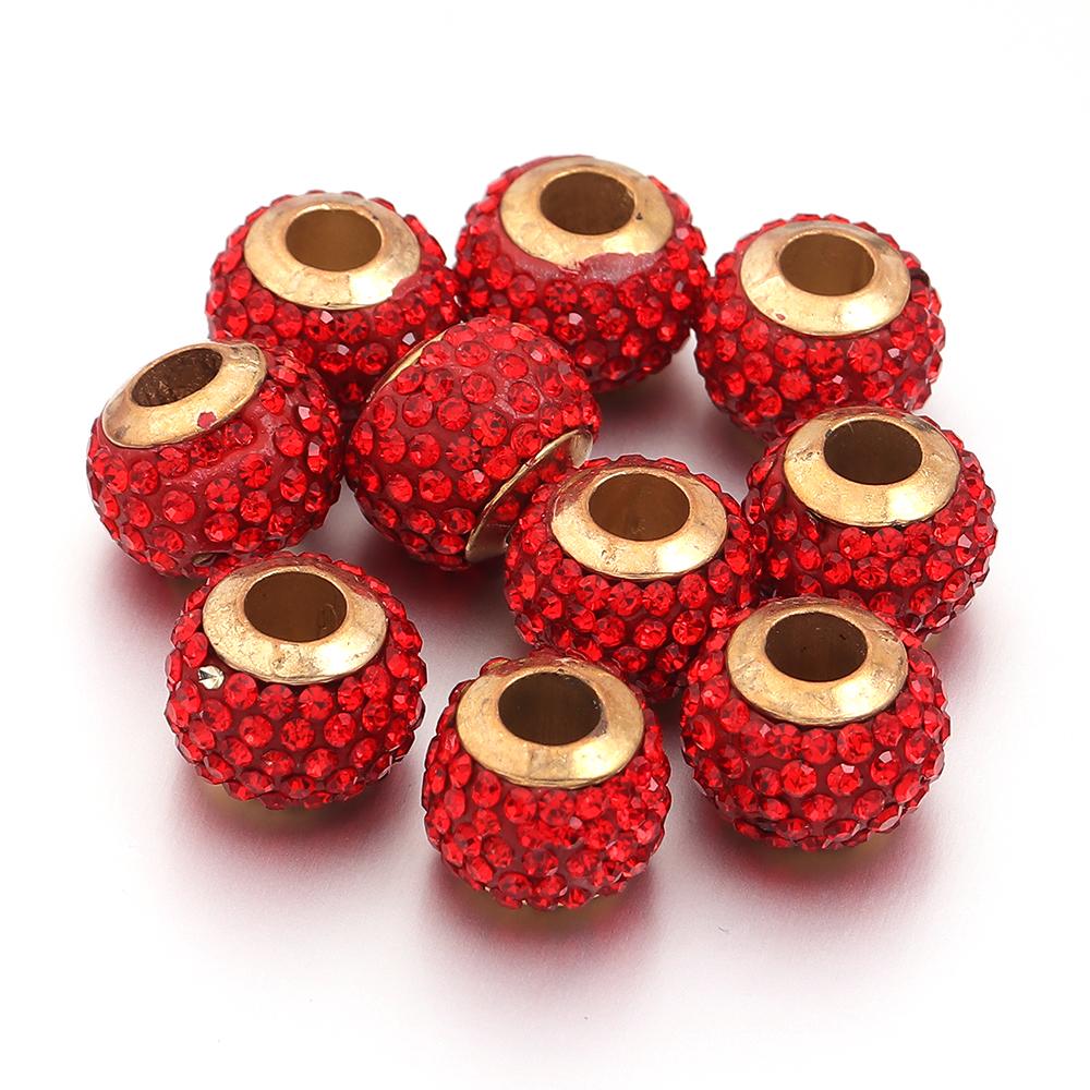 10pcs/lot 14mm Shambhala Rhinestone Beads Colorful Big Hole Loose Spacer Beads For DIY Charms Bracelet Necklace Jewelry Supplies