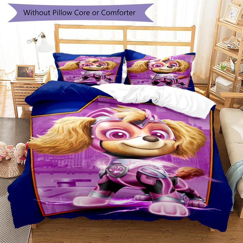 3pcs PAW Patrol Bedding Set Duvet Cover Closure Includes 1 Duvet Cover & 2 Pillowcases, Soft and Comfortable for All Seasons.