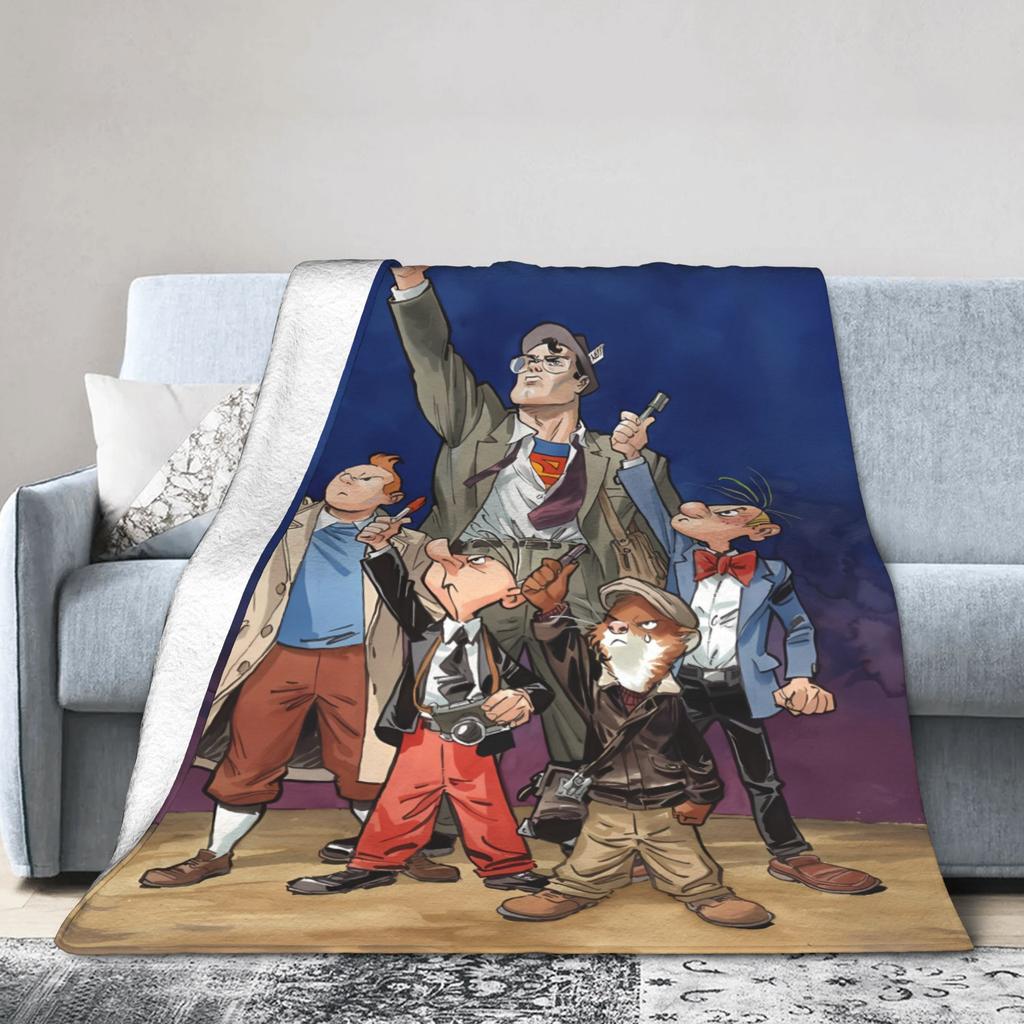 Mort & Phil Mortadelo y Filemón Blanket  Warm Soft Graphic Plush Throw Blanket For Home Decor Picnic Flannel Bedspread Bed Cover