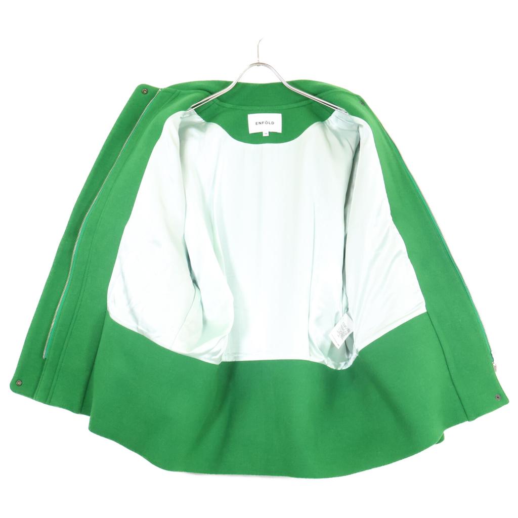 ENFOLD 24AW 300HA130-2920 Green Wool X Nylon Double Melton STADIUM-JUMPER Coat 36 greenUsed
