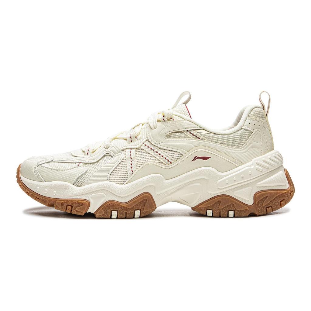 Li Ning Brown Sugar Cushioning Slip Resistant Abrasion Resistant Support Low top Casual Shoes Men's Ecru AGCW097-3