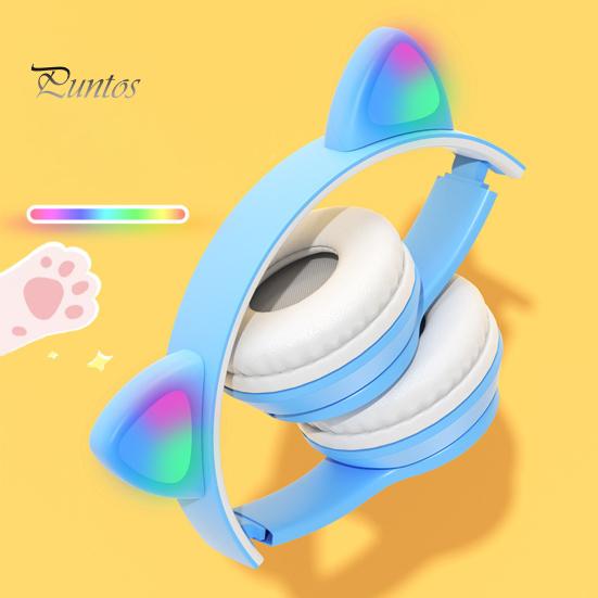 P47 fejhallgató Bluetooth-kompatibilis 5.0 Luminous Cat Ear Shape vezeték nélküli fejhallgató utazáshoz