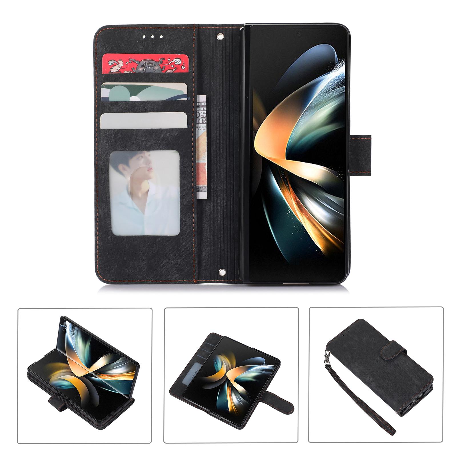 

For Samsung Galaxy Z Fold5 5G PU Leather+PC Wallet Phone Case Stand Skin-touch Protective Cover Blue