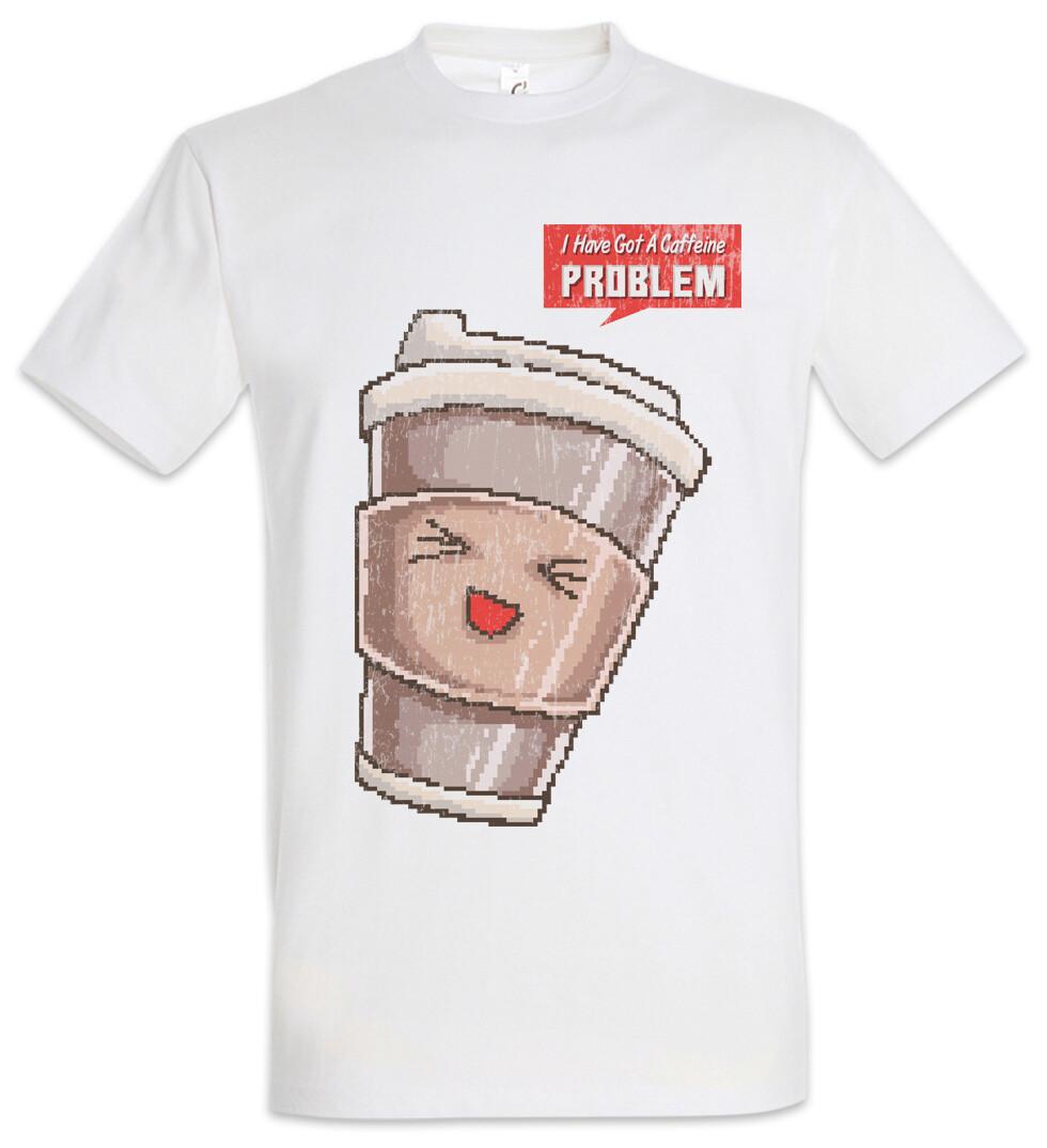 Caffeine Problem T-Shirt Pixel Retro Arcade 8 16 Bit Geek Nerd Fun Cafe Coffee- XL