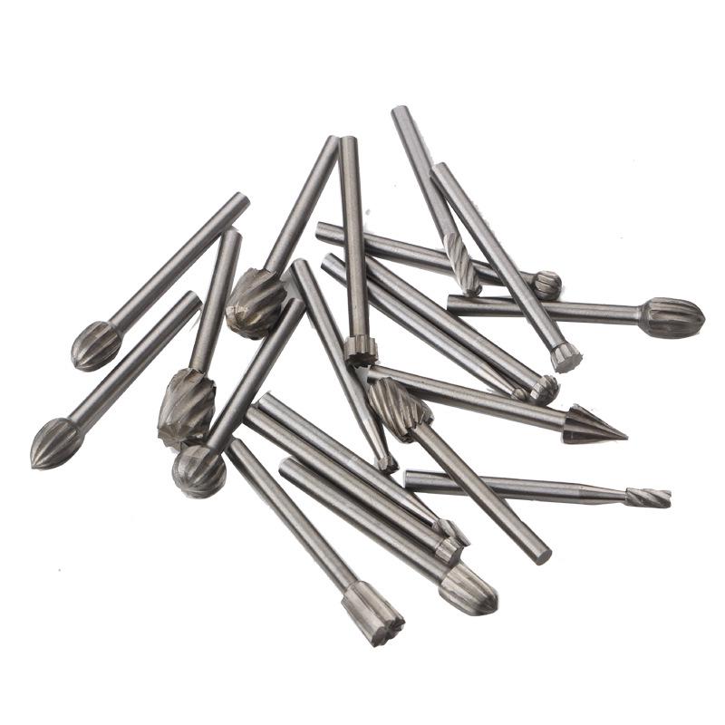 20-Piece 3mm High-Speed Steel Rotary Grinder Set for Woodworking & DIY Carving