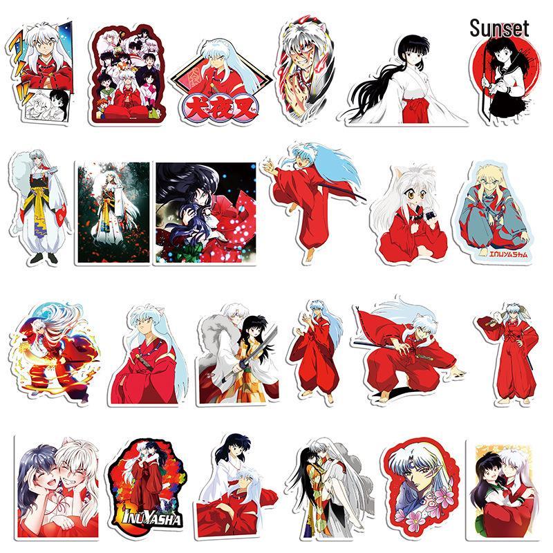50 Inuyasha Anime Cartoon Graffiti Stickers for Suitcase, Laptop, Car, and Scooter Decoration