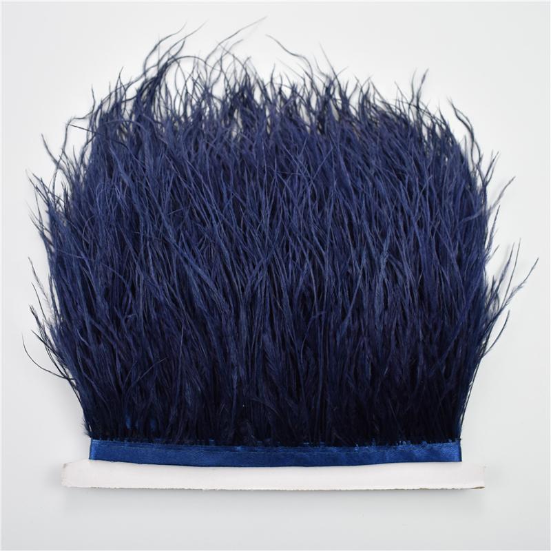 8-10cm Ostrich Feather Trims for Needlework and Handicraft Black Plume Skirt Decoration Natural Feathers Ribbon Fringe
