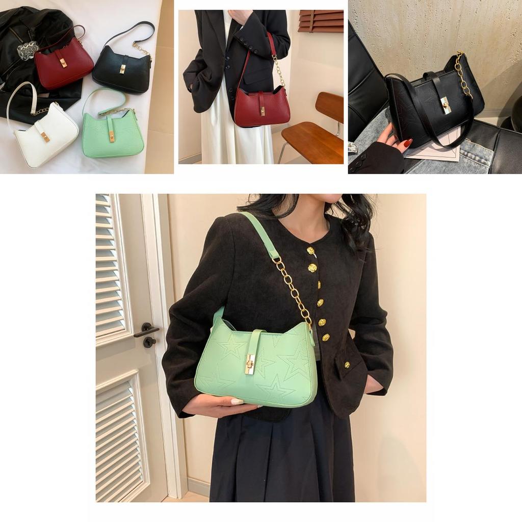 2024 Summer New Solid Color Simple Armpit Bag Street Style Pu Shoulder Bag
