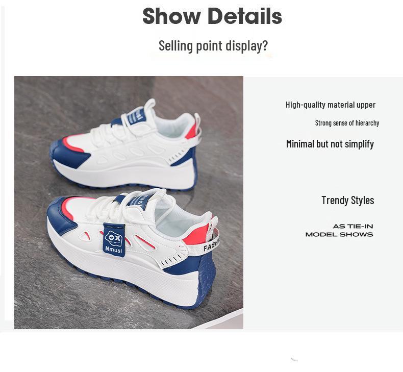 2025 Autumn Women's Casual Hidden Heel Chunky Sole Korean Style Dad Sneakers