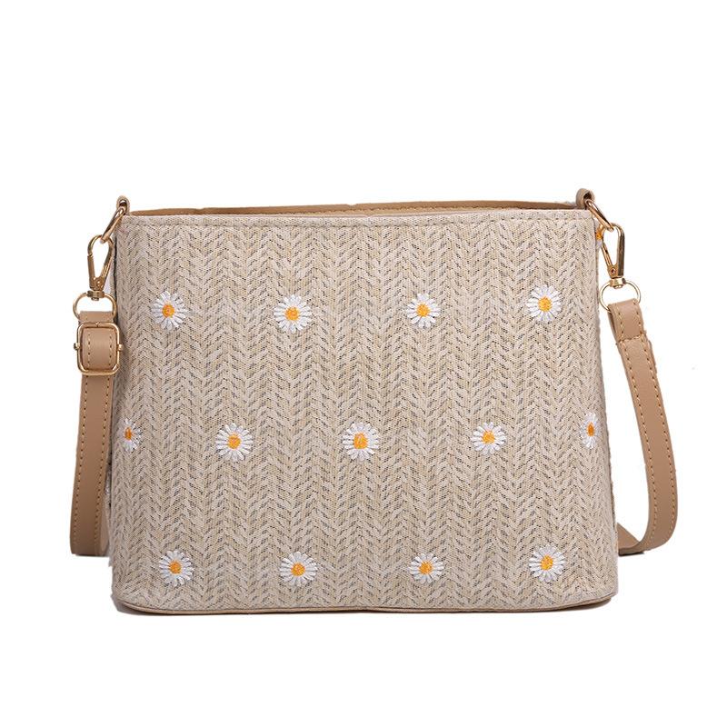 

Woven Bag Womentexture Western Style Shoulder Bag Fashion Casual Simple Messenger Female Bag