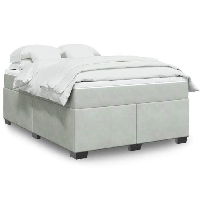 Maison Exclusive - Sommier à lattes de lit et matelas Gris clair 140x190cm Velours