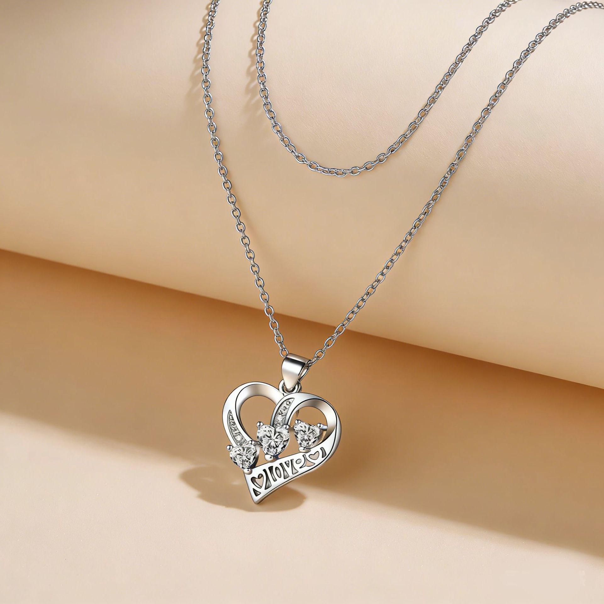 Elegant LOVE Triple Heart Pendant Necklace - High-End Festival Gift
