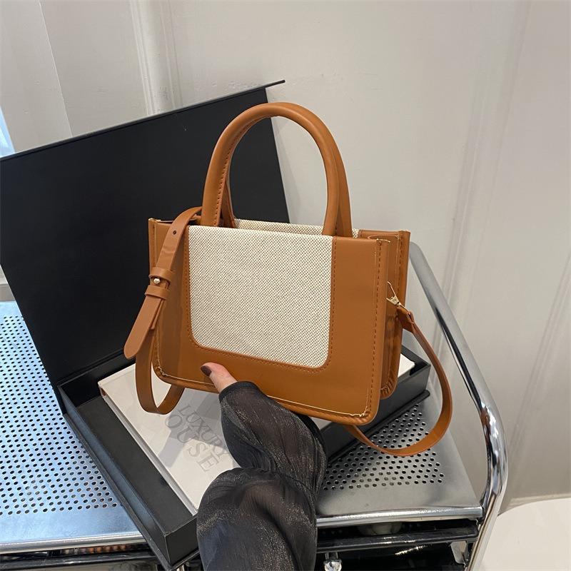 Summer niche design splicing handbag women's fashion versatile shoulder messenger bag contrasting color small square bag