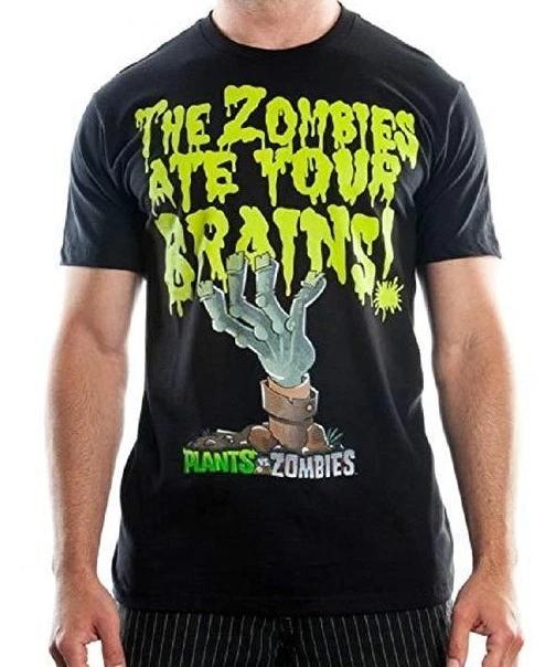Plants vs Zombies Mens Zombies Ate Your Brains Funny Shirt New L, 2XL 4XL