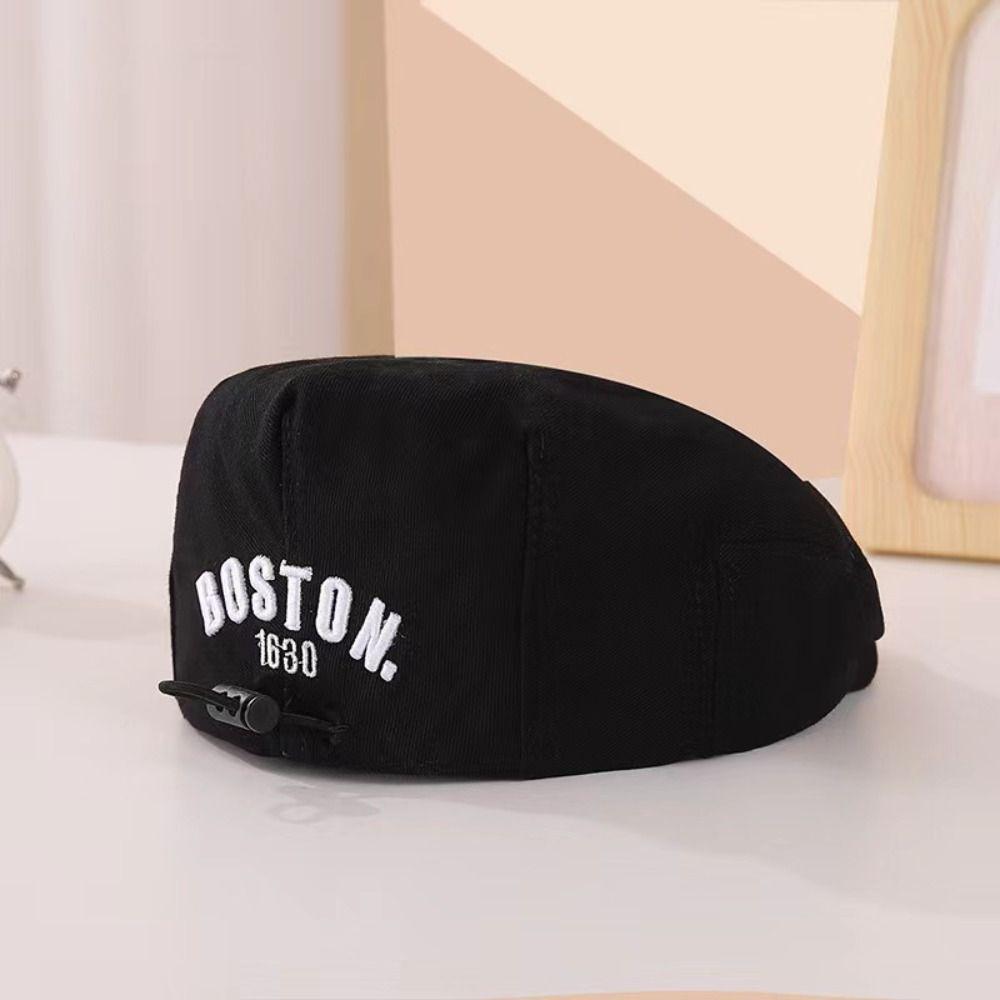 Letter Embroidered Beret Hat Retro Denim Peaked Caps Fashion Duck Tongue Cap  for Kids