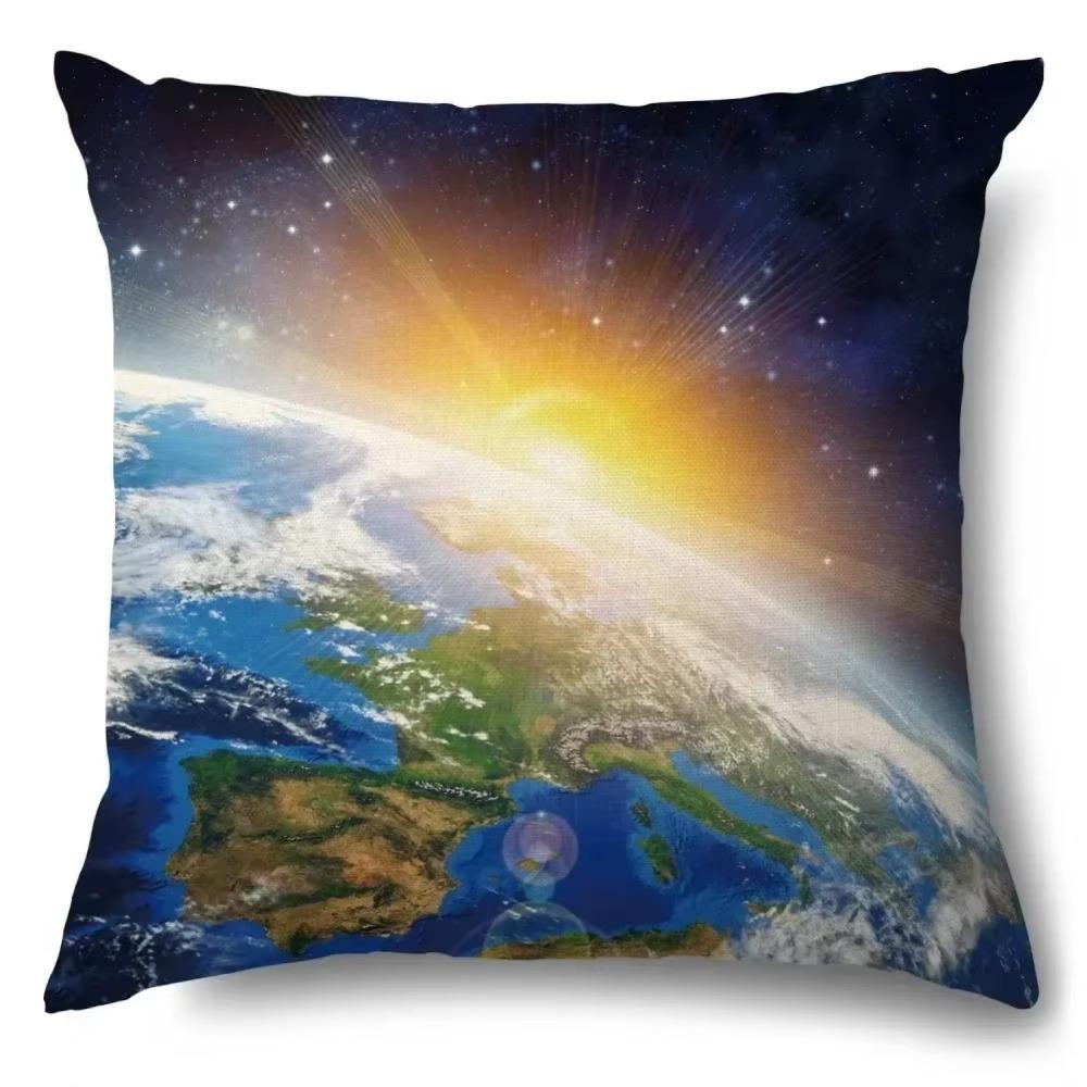 Luxury Home Decor Pillow Cover Living Room Sofa Cushion Cover Blue Planet Astronaut Pattern Cushion Cover