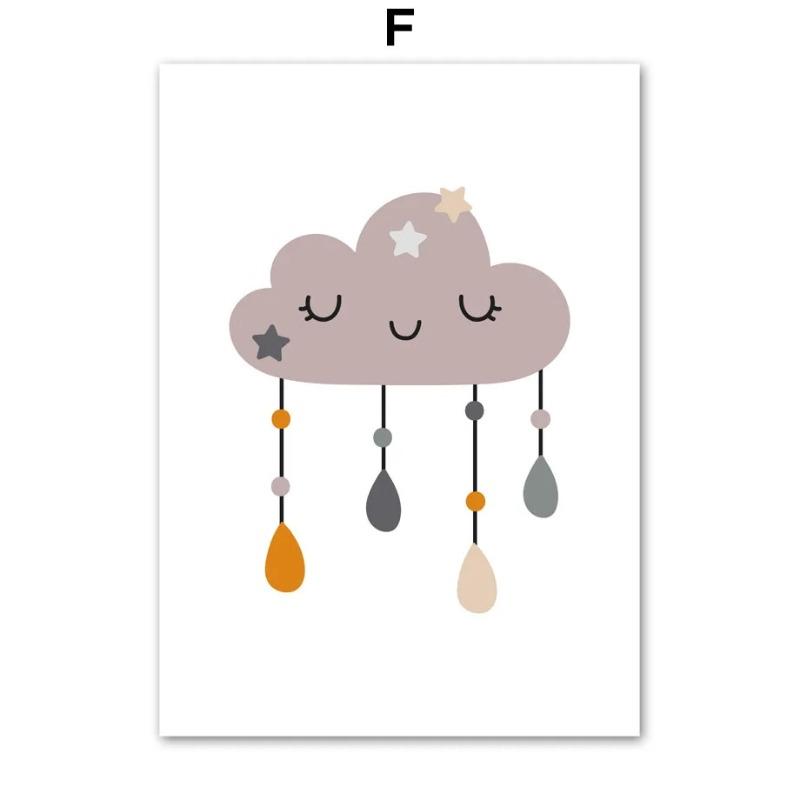 Rainbow Clouds Bear Rabbit Education Number Wall Art Canvas Painting Posters And Prints Wall Pictures For Baby Kids Room Decor