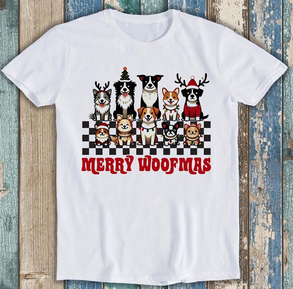 Christmas Dogs Dog Lover Merry Woofmas Meme Funny Gift Tee T Shirt 1825 S