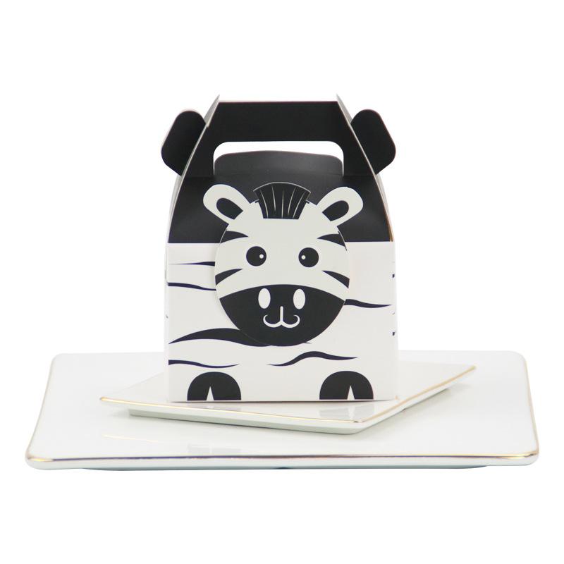 European Cake Baking West Point Hand Carry Packaging Carton, Portable Cookie Box Candy Box Happy Candy Box зебра