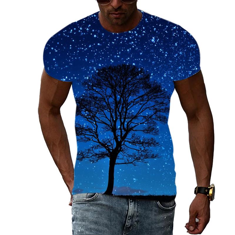 Summer Night Scene graphic t shirts Men Fashion Trend Creative Pattern T-shirt Hip Hop harajuku Handsome 3D Print t-shirts Tops