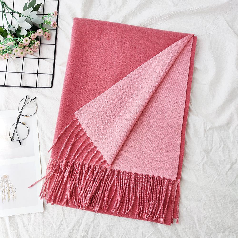 Thickened Solid Color Double sided Imitation Cashmere Scarf Autumn and Winter Atmosphere Women's High End Versatile Men's Scarf Warm Shawl