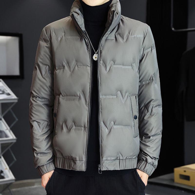 Men's Warm Down Jacket - New Style, Letter Pattern, Stand Collar, Versatile, Trendy, Lightweight Winter Fashion.
