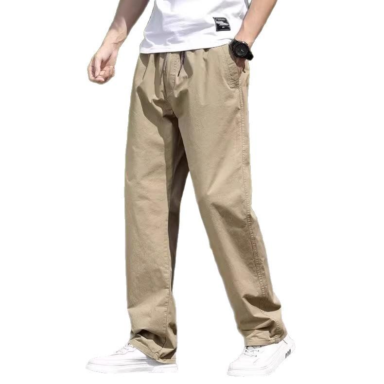 Solid color casual pants American men's autumn and winter new men's pants loose straight elastic large size Japanese pants