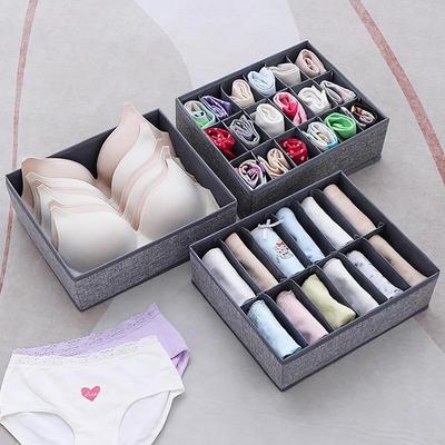 Foldable Multi-Grid Washable Clothes Organizer Box for Wardrobe Storage