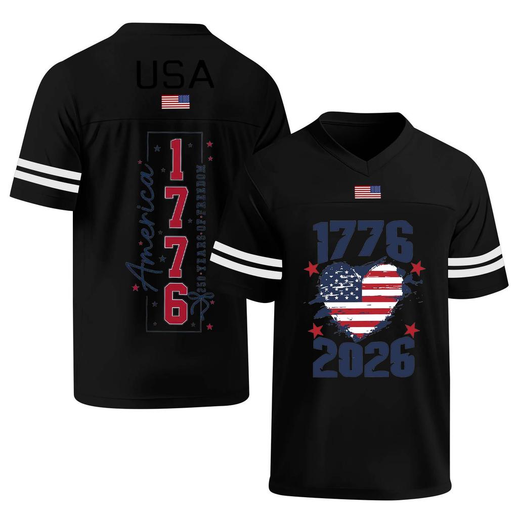 Damen Casual Mode V-Ausschnitt Sport Unabhängigkeitstag Druck Kurzarm Sport T-Shirt Top