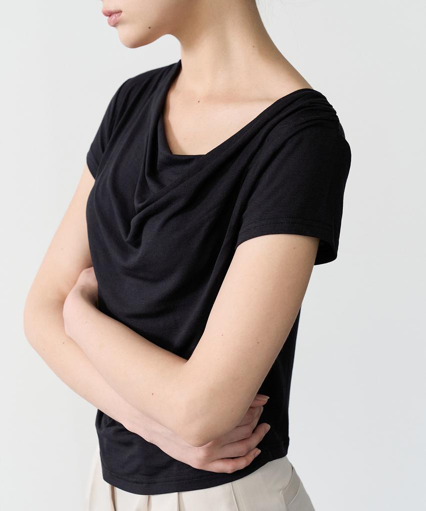 BIBYSEOB Twist Drape T-Shirt Black [T62]
