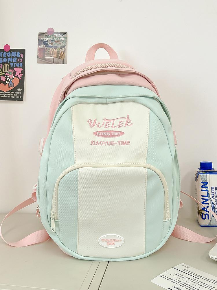High value, fresh and sweet, contrasting color splicing backpack, lightweight travel backpack for junior high school students