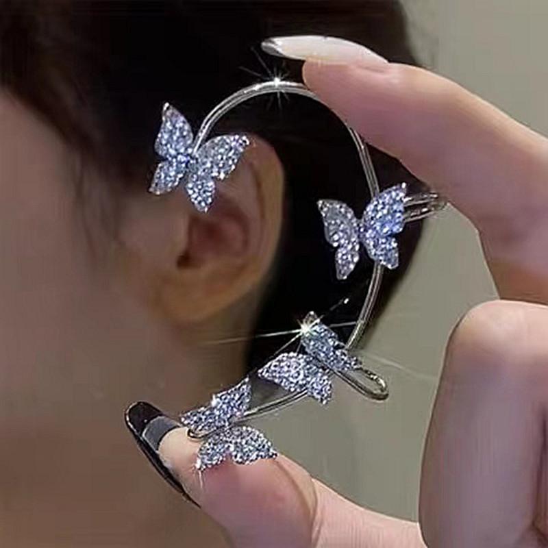 Fashion ear clips without ear piercings, advanced sense, cold wind design sense, personalized earrings, women's sweet and cool versatile butterfly