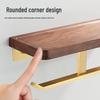 Walnut Wood Punch-Free Double Toilet Paper Holder with Storage Shelf