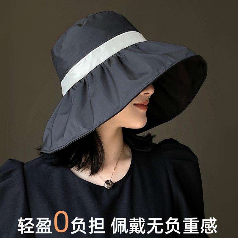 Hat Women's Summer Sunscreen and Sunshade Hat Color Glue UV Protection Large Edge Sun Hat Outdoor Beach Vacation Fisherman's Hat